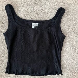 Black satin vintage collection Jean Marc top with ruffle accordion detailing